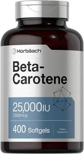 Beta Carotene 25000 iu 7,500 mcg, 400 Softgels Non-GMO and Gluten-Au - Picture 1 of 8