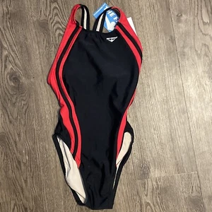 Competitive Women's Swimsuit Size 32 Black And Red One Piece Bathing Suit - Picture 1 of 5