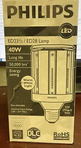 PHILIPS LED ED23 1/2 / ED28 LAMP 40W 50,000 HOURS WARM WHITE LIGHT - Picture 1 of 5