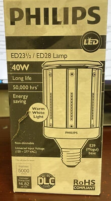 PHILIPS LED ED23 1/2 / ED28 LAMP 40W 50,000 HOURS WARM WHITE LIGHT - Image 1 of 4
