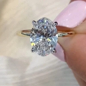 2,80 ct Ovalschliff Moissanit Solitär Verlobungsring 14 K bicolor vergoldet - Bild 1 von 5