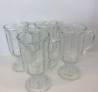VTG Set Of 4 Libby Irish Coffee Glass Mugs Clear Pedestal Footed