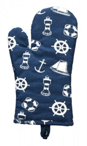Ofen-/Grill-Handschuh 17 x 30cm blau Baumwolle blau und weiß - Bild 1 von 2