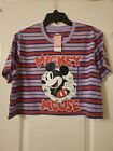 Disney Women’s Large Mickey Mouse Crop Top Stripes