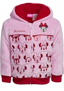 Disney Girls’ Fleece Jacket - Soft Plush Fully Sherpa Lined Zip-Up Hoodie Minnie - Picture 1 of 8