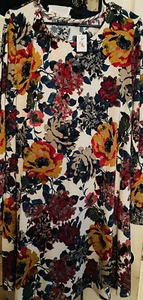 Women Dress XL Bohemian Multicolor Floral Print Long Sleeve Blended Fabric NWT - Picture 1 of 6