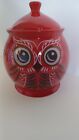 Katie Brown Owl Canister Red Read