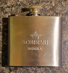 SOBIESKI VODKA 5 0Z METAL FLASK, - Picture 1 of 6