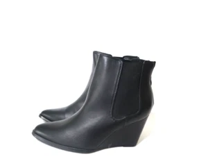 CITY CHIC Size 8 Womens Black Pointy Toe Comfy Ankle Chelsea Wedge Boots - Picture 1 of 6