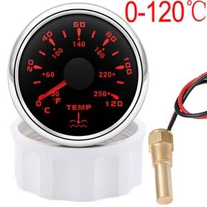 2" 52mm Water Temp Gauge 0-120℃ with 1/8NPT Temp Sensor for Boat Car Truck - Picture 1 of 15