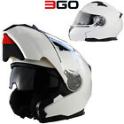 3GO E335 Motorcycle Flip Up Modular DVS  Motorbike Flip Front White Crash Helmet