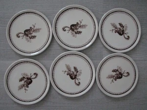 Set of 6 Josiah Wedgwood Coasters brown squirrel on oak branch porcelain - Picture 1 of 3