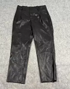 Pantalones cortos para mujer Lucy Paris talla grande cuero negro plisado frente cintura alta - Imagen 1 de 7