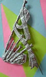 British Army Piper Sleeve BROOCH Badge CHROME 65 mm ANTIQUE - Picture 1 of 3