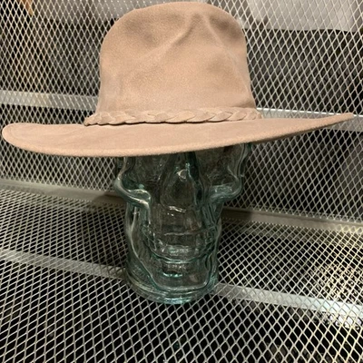 De colección Minnetonka El Sombrero Plegable Mediano Cuero Marrón Banda Trenzada Vaquero Foto 1 de 4