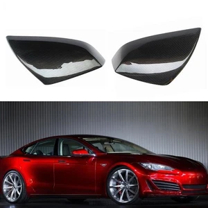 Rearview Mirror Cover Add On Carbon Fiber Black For 2021-2024 Tesla Model S - Picture 1 of 9