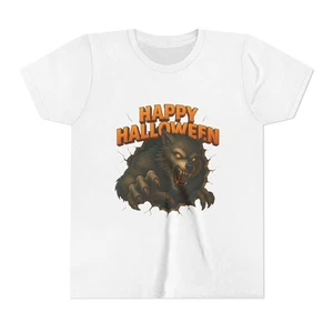 Werewolf Halloween Youth Tee, Kids Halloween Costume Shirt Spooky - Picture 1 of 89