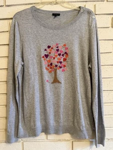 Maglione Talbots Grigio con Albero Cuore Manica Lunga, Love - Taglia XL - Nuovo senza etichette - Foto 1 di 6