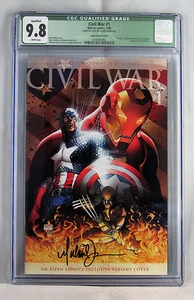 Civil War 1 9.8 NMMT CGC Aspen Variant Signed Michael Turner w COA Marvel Comic - Picture 1 of 7