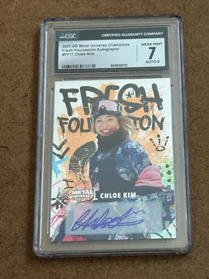 Snowboard UD Metal 2021 Chloe Kim Fresh Foundation FIRMADO Juegos Olímpicos CGC 7 automático 9 Foto 1 de 4