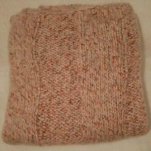 PLAID Lana Mohair100% beige arancio Artigianale a ferri Coperta calda cm.128x115 - Foto 1 di 4