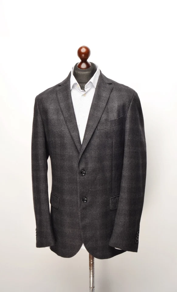 Ermenegildo Z Zegna Charcoal Windowpane Check Wool 2Btn Blazer IT 52L UK,US 42L - Изображение 1 из 4