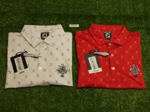 2 Pack FootJoy Youth Junior Boys Self Collar Golf Shirts CC Logo White/Red Large - Picture 1 of 4