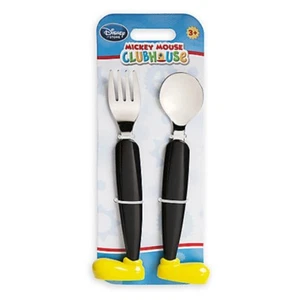 Disney Store Mickey Mouse Clubhouse Yellow Shoes Flatware Set Fork Spoon Junior - Picture 1 of 3