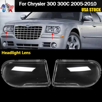 For 2005-2010 Chrysler 300 300C Lampshade Left&Right Pair Headlight Lens Cover - Image 1 of 4