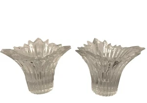 Pair Clear Glass Spiked Taper Candle Holders Sparkling Modern 3" Tall Unbranded - Picture 1 of 7
