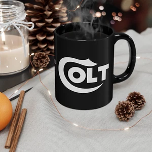 COLT Fire Arms 2 Sided 11oz Coffee Tea Black Mug - Picture 1 of 2