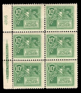 MOMEN US STAMPS #E7 PLATE BLOCK OF 6 MINT OG 3NH/3H LOT #92643 - Picture 1 of 2