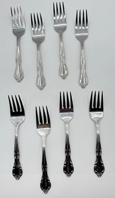 Lote de 8 tenedores de postre para ensalada de acero inoxidable patrón Estia CASCADE 6 1/4" Corea Foto 1 de 4