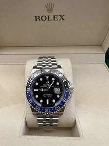 UNWORN/NEW ROLEX GMT BATMAN 126710BLNR ON JUBILEE FULL STICKERS 2022  - Picture 1 of 5