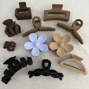 Set Of 11 Matte Hair Claw Clips For Women -Various Sizes Shapes and Colors - Picture 1 of 7