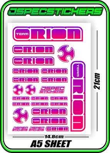 TEAM ORION RC STICKERS ESC MOTOR BRUSHLESS VORTEX CAR BUGGY JSPEC PINK PURPLE W - Picture 1 of 7