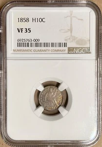 1858 NGC VF35 Liberty Seated Half Dime H10c - Picture 1 of 2