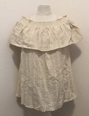 NUEVA Camiseta sin Mangas Beige Boho Chic Por Caballete, Talla Pequeña, Nueva Con Etiquetas Natural Fuera del Hombro 1449 Foto 1 de 4