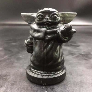 Natural Obsidian Crystal Quartz Carved Not polished Yoda Healing Decorate 1PC - Picture 1 of 18