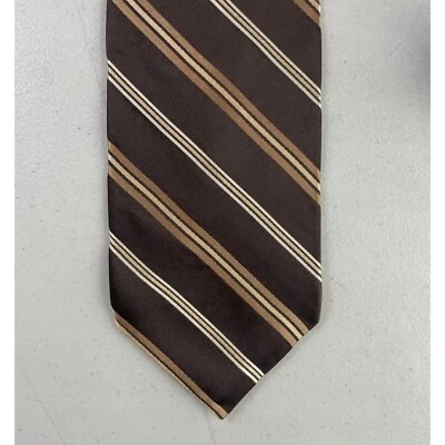 Corbata de seda a rayas vintage años 90 DKNY corbata años 90 marrón rayas satinadas Foto 1 de 4