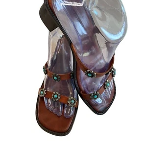 Sandali donna marroni Sesto Meucci Made in Italy taglia 8 1/2M finto turchese flusso - Foto 1 di 10