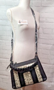 Alfani Twisted Handle Black Snake Print Medium Crossbody Handbag NWT - Picture 1 of 17