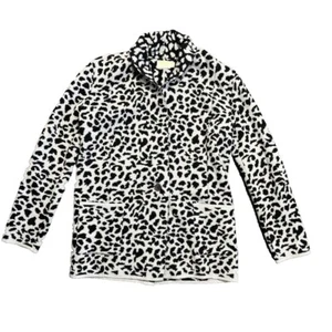 NATION LTD Kelly Blazer Leopard Cardigan Sweater Wool Blend Sz Small Thick Knit - Picture 1 of 13