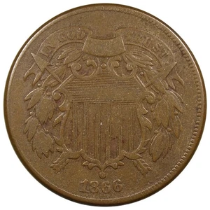 1866 Two Cent Piece VF+ VERY FINE Condition Details A2369 - Picture 1 of 2