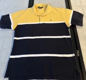 Polo de manga corta vintage Nautica para hombre grande amarillo negro a rayas leer ⬇️ - Imagen 1 de 6