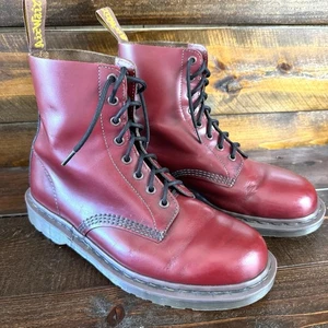 Botas de Servicio Dr Martens Hechas en Inglaterra 1460 Rojo Cereza Para Hombre Talla 10 Raras - Imagen 1 de 16