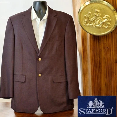 Blazer Abrigo Deportivo Hombre Stafford 42L Rojo Borgoña con Botón Dorado Foto 1 de 4