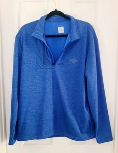 Callaway Golf Sweatshirt Large Blue 1/4 Zip Pockets Long Sleeve Pullover Mens - Picture 1 of 10