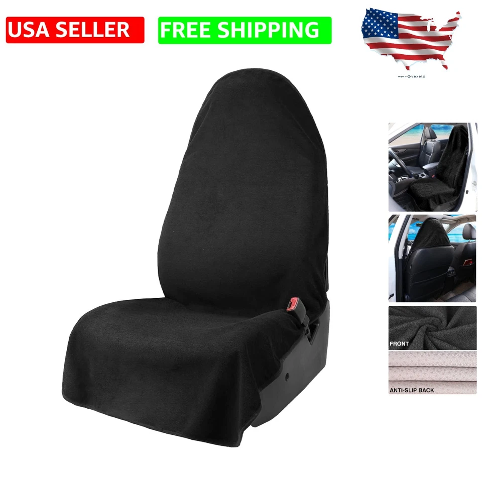 Leader Accessories Black Sweat Towel Car Seat Cover Front Bucket Protector for