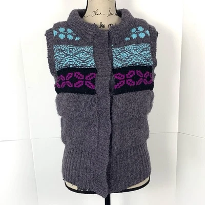 Chaleco Free People Mujer M Mezcla Lana A Presión Fair Isle Azteca Grueso Tejido Acolchado Foto 1 de 4